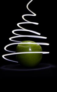 Preview wallpaper apples, light, line, freezelight, long exposure, dark