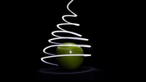 Preview wallpaper apples, light, line, freezelight, long exposure, dark