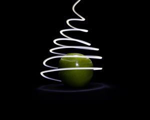 Preview wallpaper apples, light, line, freezelight, long exposure, dark