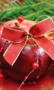 Preview wallpaper apples, nuts, food, new year, pine needles, hotshot, gifts