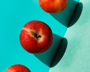 Preview wallpaper apples, red, fruit, harvest, blue
