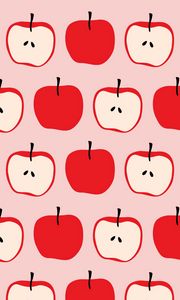 Preview wallpaper apples, red, pattern, fruit, halves, whole