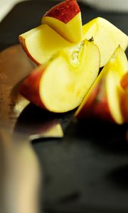 Preview wallpaper apples, slices, fruits, food, blur