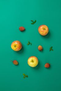 Preview wallpaper apples, strawberries, mint, fruits