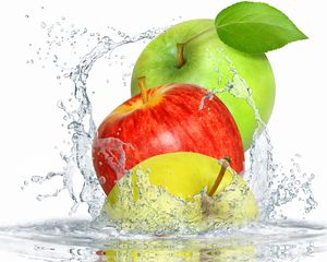 Preview wallpaper apples, water, spray