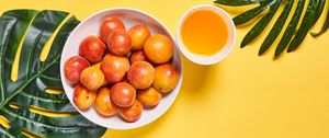 Preview wallpaper apricots, fruit, bowl, fresh, yellow