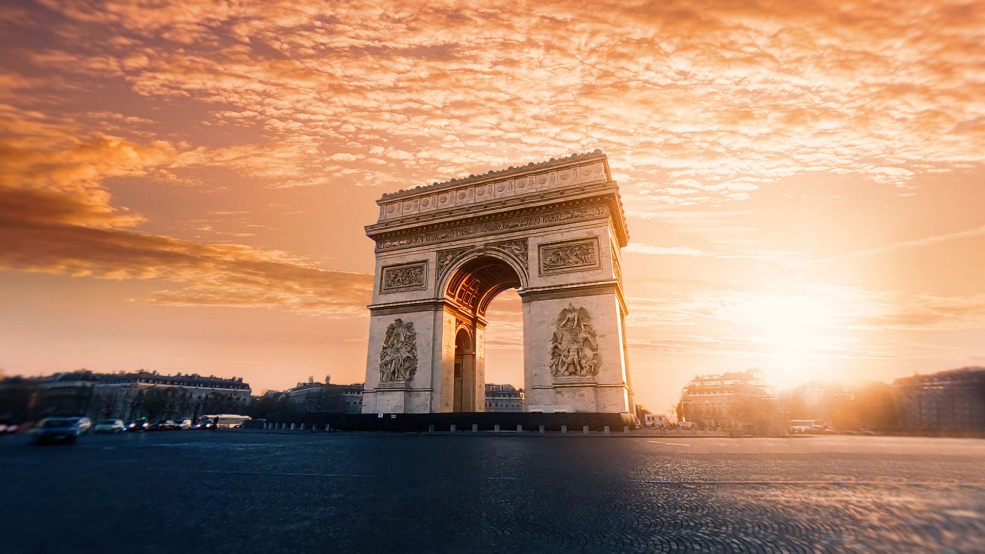 Download wallpaper 1920x1080 arc de triomphe, architecture, clouds ...