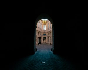 Preview wallpaper arch, alleyway, dark, buildings, architecture