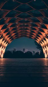 Preview wallpaper arch, architecture, construction, grid, backlight, city, view