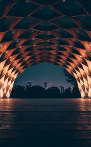 Preview wallpaper arch, architecture, construction, grid, backlight, city, view