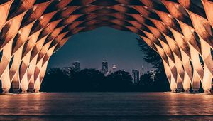 Preview wallpaper arch, architecture, construction, grid, backlight, city, view