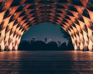 Preview wallpaper arch, architecture, construction, grid, backlight, city, view