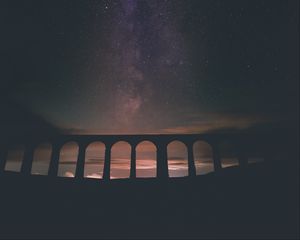 Preview wallpaper arch, architecture, nebula, stars, night, starry sky