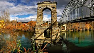 Preview wallpaper arch, bricks, river