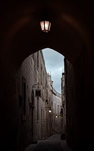 Preview wallpaper arch, buildings, architecture, alley, dark