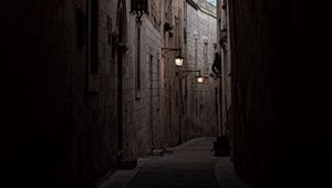 Preview wallpaper arch, buildings, architecture, alley, dark