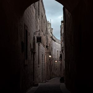 Preview wallpaper arch, buildings, architecture, alley, dark