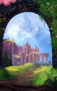 Preview wallpaper arch, castle, rocks, art