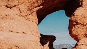 Preview wallpaper arch, cave, rocks, stones, stone, sky