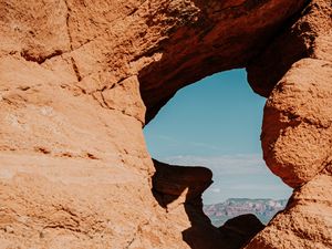 Preview wallpaper arch, cave, rocks, stones, stone, sky
