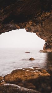 Preview wallpaper arch, cave, stones, rocks, sea