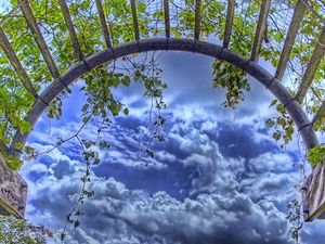 Preview wallpaper arch, grass, leaves, garden, hdr