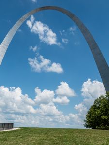 Preview wallpaper arch, monument, memorial, architecture, park, sky, clouds