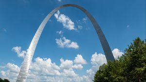 Preview wallpaper arch, monument, memorial, architecture, park, sky, clouds
