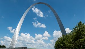 Preview wallpaper arch, monument, memorial, architecture, park, sky, clouds