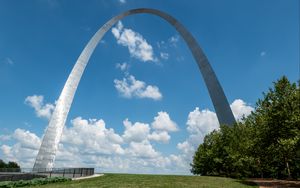 Preview wallpaper arch, monument, memorial, architecture, park, sky, clouds