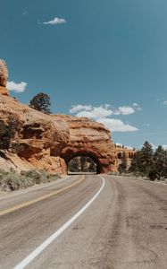 Preview wallpaper arch, road, rocks, marking