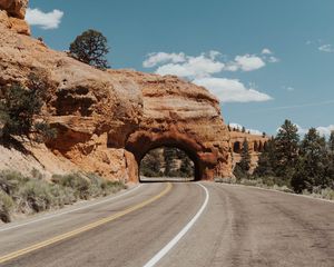 Preview wallpaper arch, road, rocks, marking