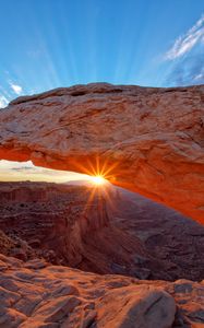 Preview wallpaper arch, rock, stone, rays, sun