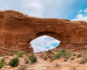 Preview wallpaper arch, rock, stone, sandy, sky