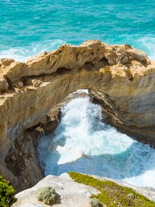 Preview wallpaper arch, rock, stone, coast, surf