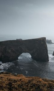 Preview wallpaper arch, rocks, cliff, sea, grass