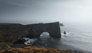 Preview wallpaper arch, rocks, cliff, sea, grass