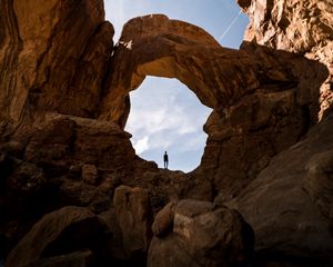 Preview wallpaper arch, rocks, loneliness, alone, silhouette, national park