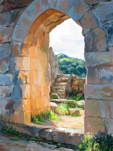 Preview wallpaper arch, ruins, building, paint, art