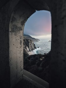 Preview wallpaper arch, sea, cliff, shore, landscape, view