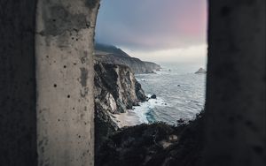 Preview wallpaper arch, sea, cliff, shore, landscape, view