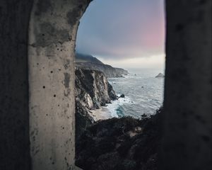 Preview wallpaper arch, sea, cliff, shore, landscape, view