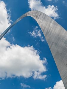 Preview wallpaper arch, sky, clouds, bottom view, blue, white