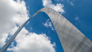 Preview wallpaper arch, sky, clouds, bottom view, blue, white