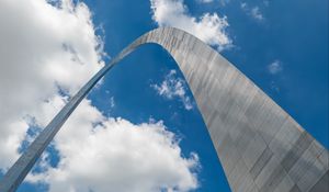 Preview wallpaper arch, sky, clouds, bottom view, blue, white