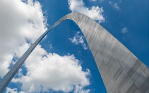 Preview wallpaper arch, sky, clouds, bottom view, blue, white