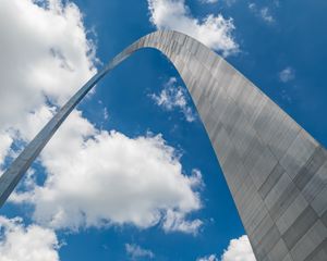 Preview wallpaper arch, sky, clouds, bottom view, blue, white