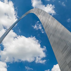 Preview wallpaper arch, sky, clouds, bottom view, blue, white