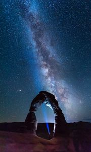 Preview wallpaper arch, stone, starry sky, night, nature