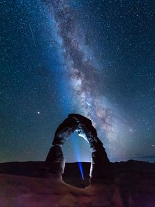 Preview wallpaper arch, stone, starry sky, night, nature